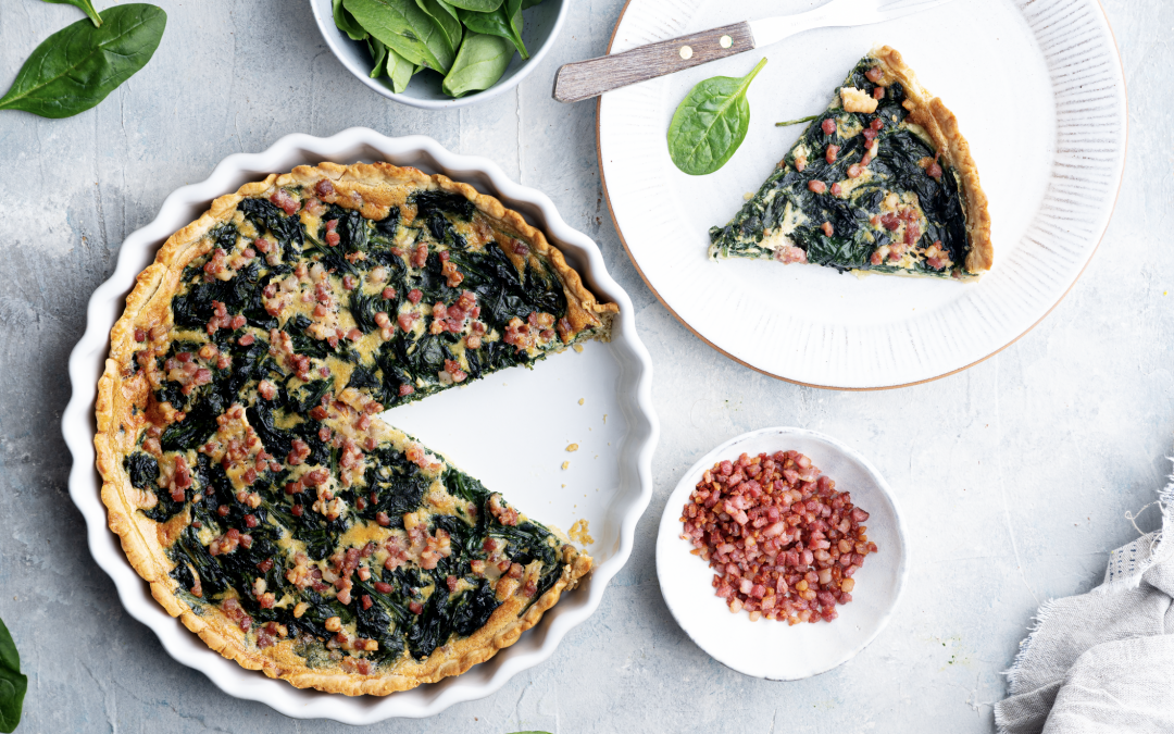 Quiche integral de espinacas y jamón