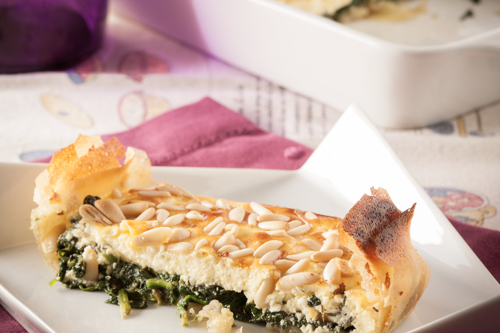 Quiche de espinacas y feta con masa filo