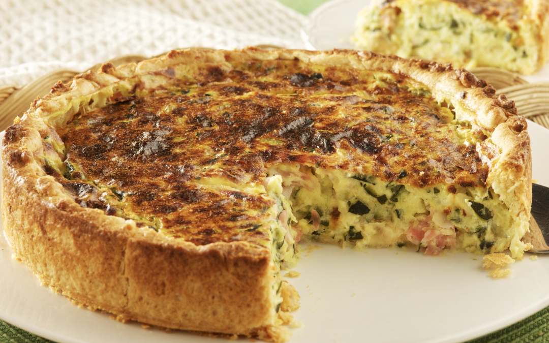 Quiche de zapallito italiano con jamón