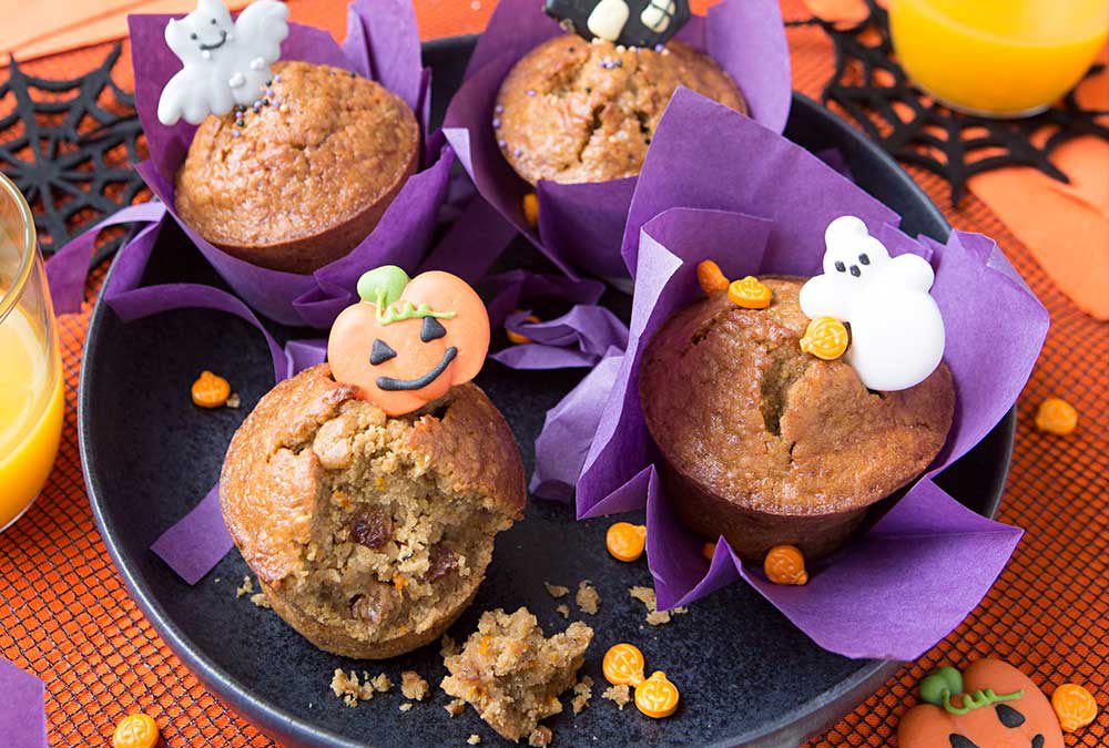 MUFFINS DE ZAPALLO Y MANZANA CON COPOS DE AVENA