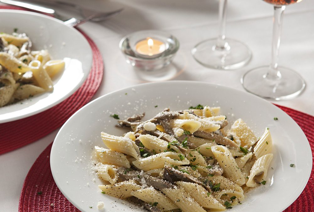 PENNE RIGATE CON CHAMPIÑONES