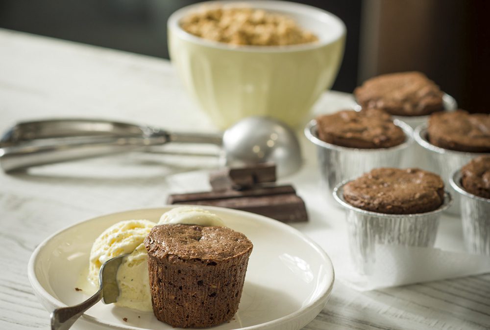 MINISOUFFLÉS DE CHOCOLATE Y MUESLI CRUJIENTE
