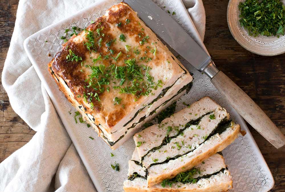 PASTEL DE PAVO, ESPINACA Y QUESO DE CABRA